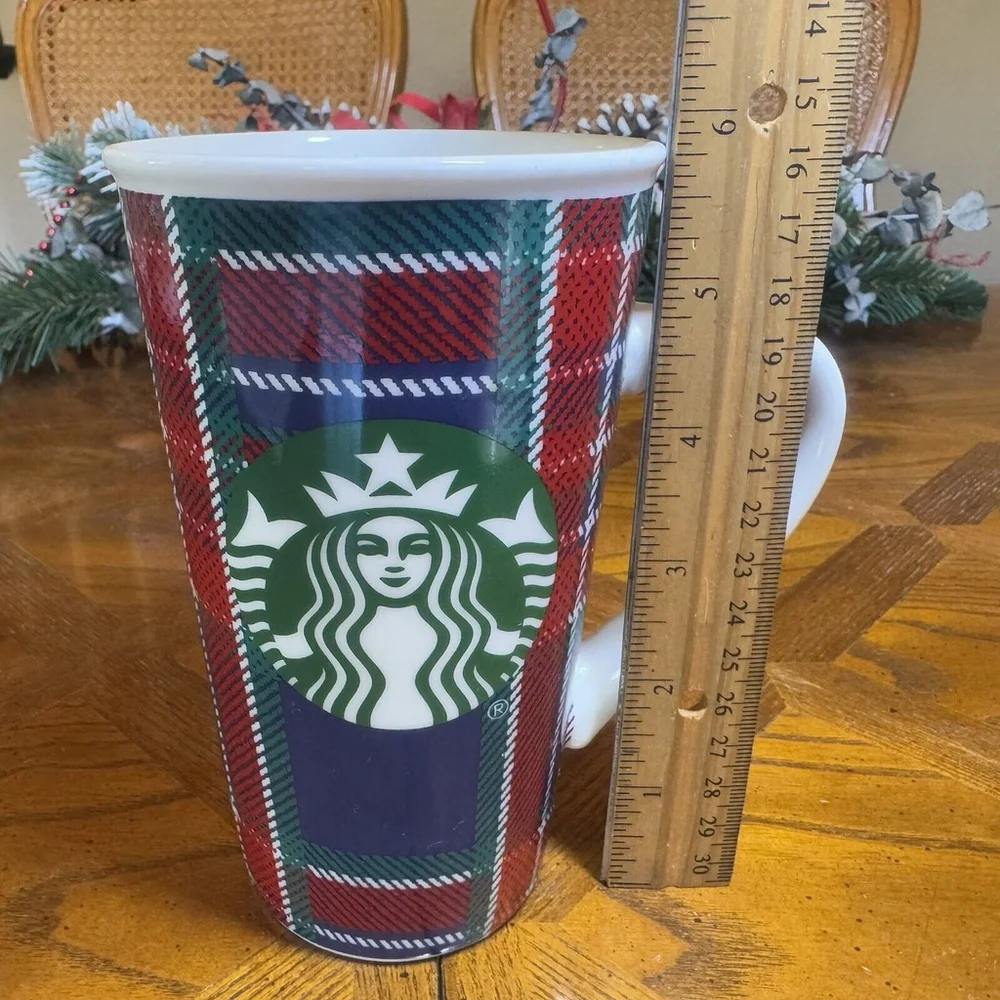 Starbucks Large 2017 Tartan Design 16 Oz Coffee Hot Cocoa Mug